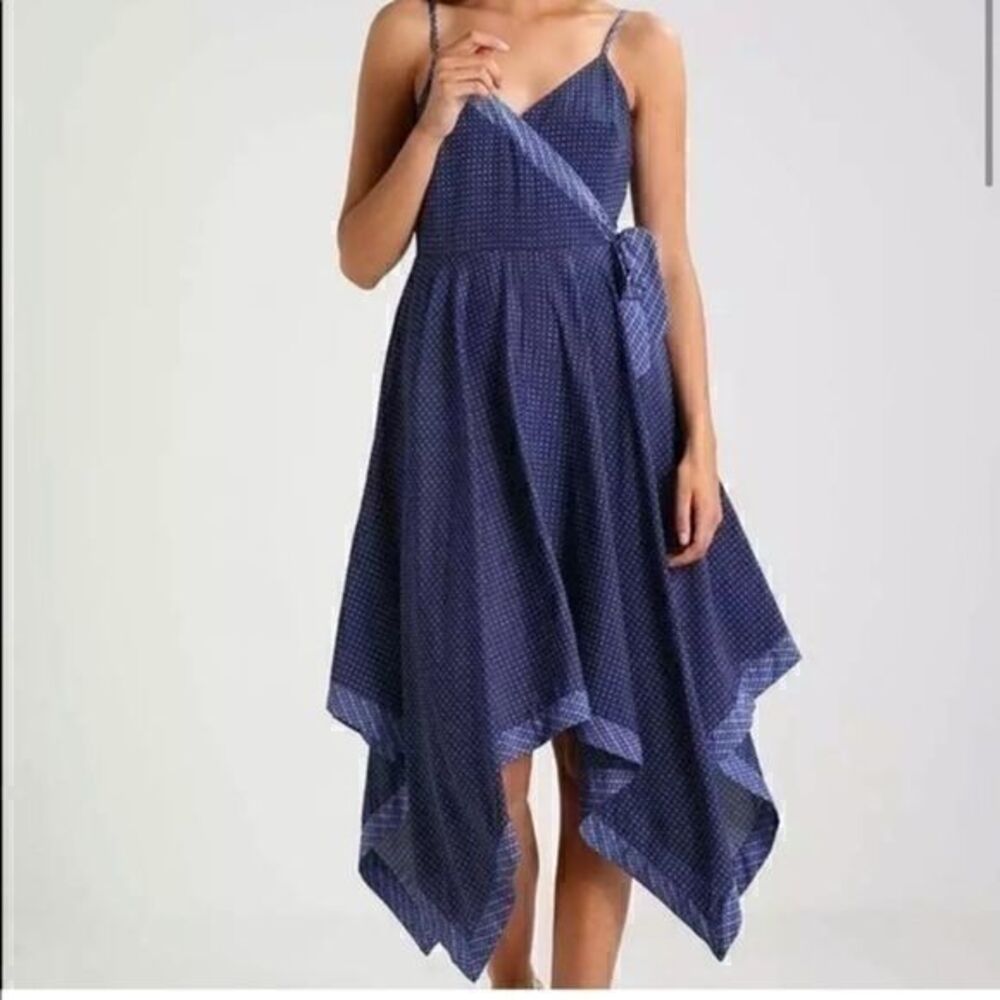 Banana Republic blue and white polka dot spaghetti strap dress size 2